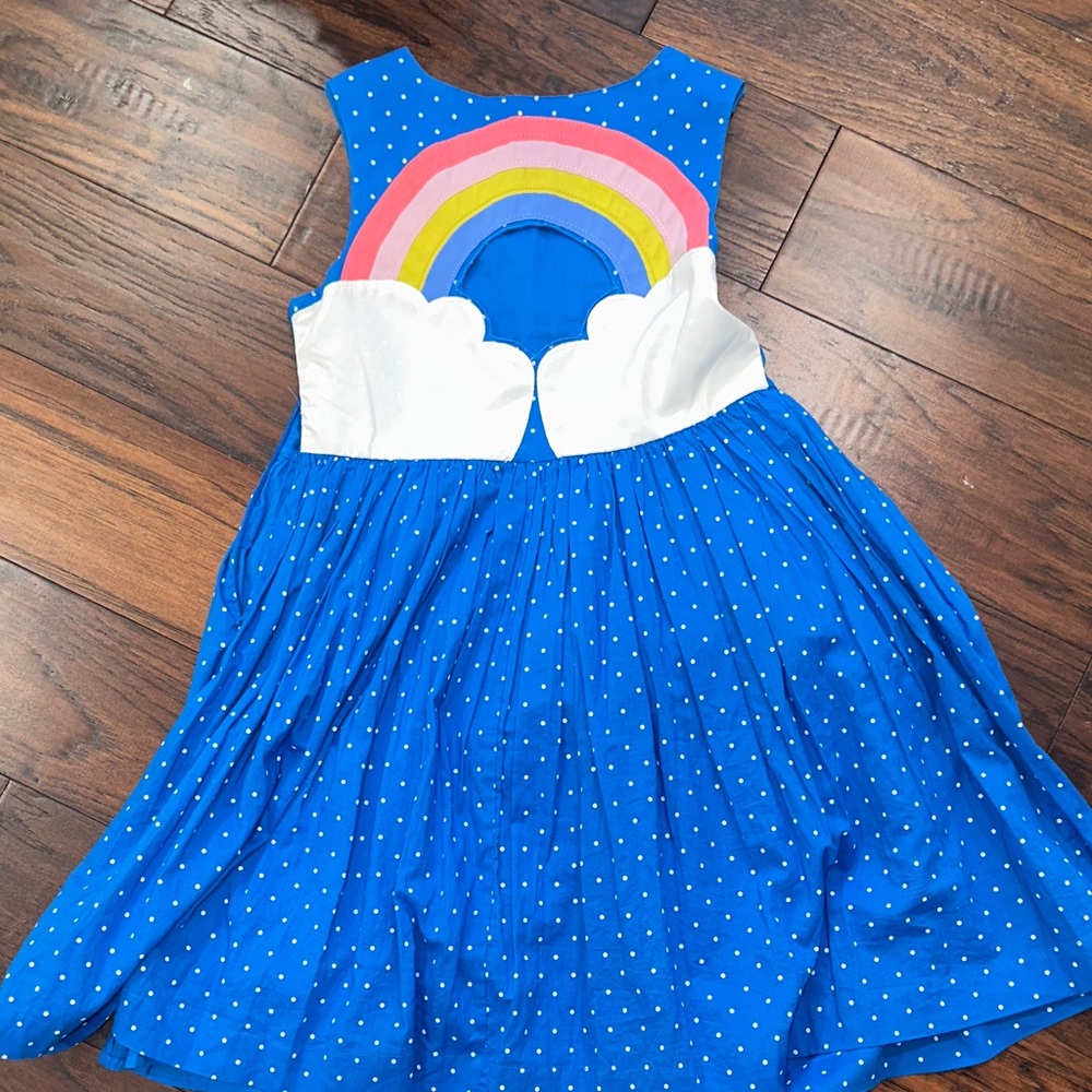 Boden Blue Dress with White Polka Dots